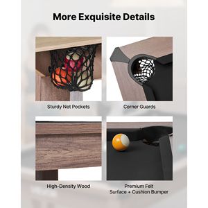 Tavolo da biliardo multifunzione 3-in-1 da 2,13 m con piano da pranzo, ping pong, 2 panche e accessori per lo stoccaggio - Arredamento per la casa - Product Image 6