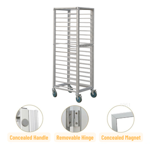 Carrito de Almacenamiento de Pan Francés de Aleación de Aluminio Comercial de 18 Niveles, Tipo Cerrado, Duradero, Anodizado Plateado, 60x40cm - Product Image 5