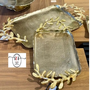 Luxury casted Dining Table Complete serving Ware <b>set</b> with Tray Bowl Napkin Holder Oval Round <b>Square</b> Rectangle tray with handles - Product Image 3