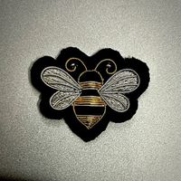 Patch brodé à la main en velours avec motif abeille, insigne brodé personnalisé avec fil de bouillon, qualité supérieure, à coudre, vente en gros