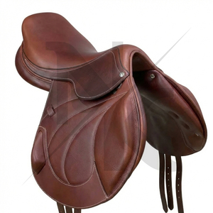 Selle d'Équitation Anglaise Faite à la Main en Cuir Naturel Souple de Haute Qualité, Confortable et Durable, avec Quincaillerie Nickelée pour Courses Hippiques - Product Image 2