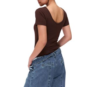 Body de Manga Corta con Cuello Redondo para Mujer, Sexy, Ajustado, Corto, Transpirable, Venta al Por Mayor Personalizada - Product Image 3