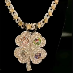 Collar con Colgante de Marco de Fotos Estilo Hip-Hop, Colgante de Moissanita con Foto de Flor, Colgante Personalizado con Foto para Hombres y Mujeres - Product Image 1