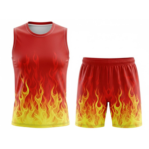 Uniforme de Voleibol Rojo Sólido sin Mangas, Transpirable, Sublimado, de Secado Rápido, para Entrenamiento en Equipo - Product Image 1