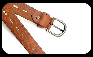 Ceinture en cuir véritable, cuir de vache, couleur unie, boucle à ardillon en acier, style décontracté, durable, ceinture pour homme - Product Image 5