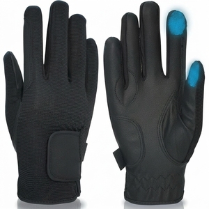 Gants en cuir à doigts entiers compatibles avec les écrans tactiles, fermeture auto-agrippante, gants de cyclisme unisexes, sports de plein air d'été - Product Image 1