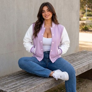 Cognac Leather <b>varsity</b> <b>jacket</b> | <b>Women's</b> Letterman Coat | Striped <b>Bomber</b>, <b>Women</b>’s Letterman <b>Jacket</b> , Leather <b>Jacket</b> woman - Product Image 5