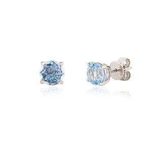 14K Vivid Blue Topaz Classic Stud Earrings - Product Image 4