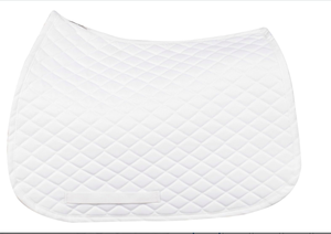 White Quilted Horse Saddle Pad | Breathable Cotton <b>Equestrian</b> Saddle Cloth | Shock Absorbing Riding Pad for Horse & Pony - Product Image 2