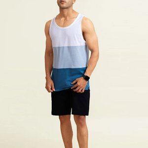 Débardeur pour homme à col rond, color-block, séchage rapide, sportif, sans manches, en polyester tricoté - Product Image 3