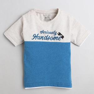 เสื้อยืดแขนครึ่งลายจุดพิมพ์หล่ออย่างจริงจัง-ครีม - Product Image 1
