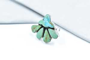 Bague ajustable en argent sterling avec turquoise de Royston et turquoise Mojave, faite à la main, bijoux en pierres précieuses naturelles, vente en gros - Product Image 4