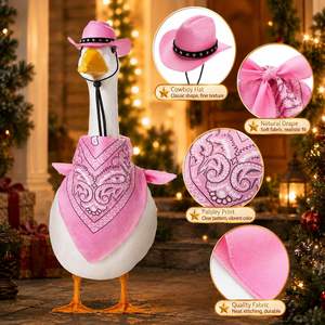 Décoration de Jardin Extérieur pour Porche : Chapeau de Cowgirl Rose, Bandana Paisley, Vêtements de Statue d'Oie, Décoration de Vacances Western - Product Image 5
