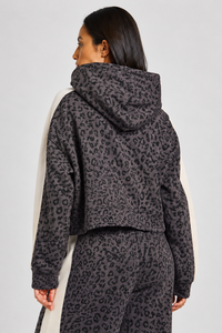 Vente en gros de sweats à capuche zippés pour femmes, en molleton, imprimé léopard graphite, style streetwear décontracté, personnalisables, pour l'hiver - Product Image 2