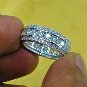 แหวนเพชรโมอิสซาไนต์ทรงกลมแบบเต็มวงสำหรับผู้หญิง เงินแท้ 925 ของแท้ สำหรับโอกาสครบรอบ ขอแต่งงาน หรือเป็นของขวัญสำหรับเจ้าสาว - Product Image 3