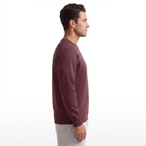 Sudadera de Cuello Redondo Color Borgoña para Hombre, Manga Raglán, Corte Regular, Tejido de Algodón, Informal, para Otoño - Product Image 3