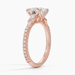 Anillo de boda clásico para mujer con diamante moissanita de corte radiante y pavé de tres lados en plata 925 - Product Image 4