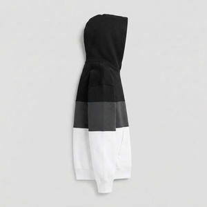 <b>Mens</b> Black <b>Grey</b> Color Block Hoodie Fleece <b>Sweatshirt</b> Custom Logo Streetwear Casual Oversized Pullover - Product Image 2
