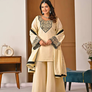 เสื้อคุर्ตา/คุर्ติ แบรนด์ Ramdev Trading สำหรับผู้หญิง รุ่น Fendy Heavy Roman Silk ผ้าไหมโรมันเนื้อหนา ทันสมัย เหมาะสำหรับงานปาร์ตี้ งานแต่งงาน งานเทศกาลดีวาลี ใส่ได้ทุกฤดู ทรงปกติ แห้งเร็ว - Product Image 1