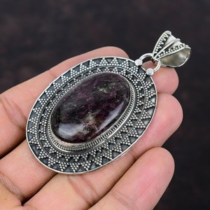 Pendentif en tourmaline noire naturelle, argent sterling 925, plaqué or/argent, style vintage, bijoux pour homme et femme - Product Image 4