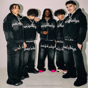 Ensemble de survêtement à capuche unisexe en coton 100% respirant à séchage rapide de haute qualité, logo personnalisé OEM, streetwear d'hiver - Product Image 5