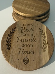 Good Beer Good Friends Laser Engraved Solid Wood Coaster Heat Resistant Drink <b>Mat</b> Table Protector <b>Bar</b> Home Decor - Product Image 3