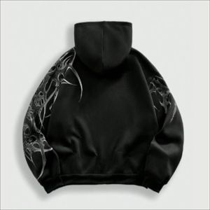 Sweat à capuche zippé oversize brodé en coton épais délavé pour homme, style streetwear, avec pantalon de survêtement évasé, écoresponsable, personnalisable OEM - Product Image 3