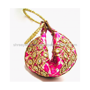 Sacs de Potli de mariage ethnique brodés à la main indiens sacs de Potli de pièce de monnaie sacs de Potli de retour de mariage sacs de cadeau - Product Image 4