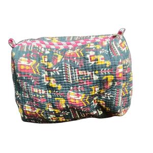 Ensemble de trousses de maquillage matelassées faites à la main, écologiques, géométriques, en coton indien, avec fermeture éclair, pliables, résistantes à l'eau, petites - Product Image 1