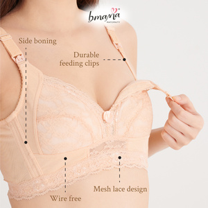 Sujetador de lactancia de talla grande, copa grande, sin aros, de encaje, para maternidad, lactancia y extracción de leche, soporte completo, copas BCDE, BR105 - Product Image 2