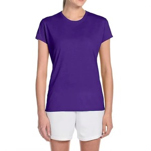 T-shirt femme respirant, 100% coton, uni, col rond, noir, manches courtes, t-shirt décontracté pour femme - Product Image 4
