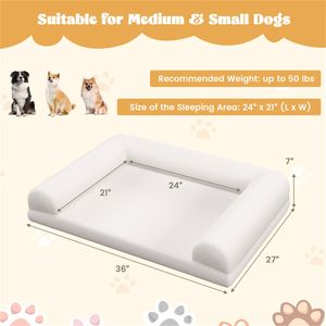 36-Inch Beige Orthopedic Dog Bed with Egg Foam Crate and Removable Washable <b>Cover</b> <b>for</b> Pets Human-friendly Pet <b>Sofa</b> - Product Image 3