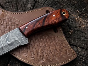 Couteau Bowie à lame fixe en acier inoxydable de qualité industrielle/DIY, fait main, à pointe tombante et bord biseauté, GF-991, pour la chasse en extérieur - Product Image 3