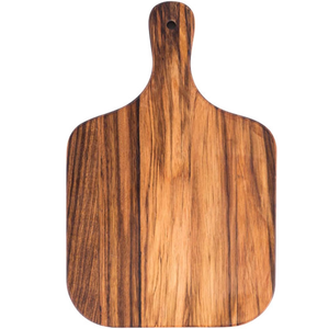 Planche à découper rectangulaire en bois artisanale de designer avec des graines de bois foncées et des pieds cylindriques - Product Image 2