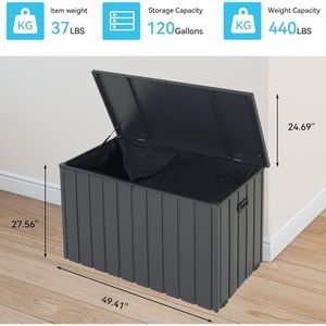120-Gallon Metal Deck <b>Box</b> with Oxford Fabric <b>Storage</b> Bag <b>Lockable</b> Waterproof Outdoor Patio <b>Storage</b> Built for Convenience - Product Image 3