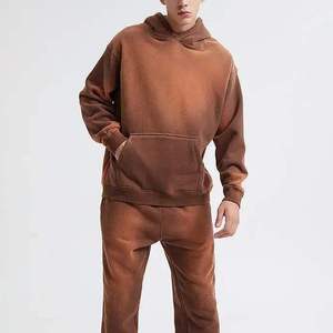 Sweat à capuche épais pour homme, effet vieilli, délavé vintage, coupe oversize, couleur pierre, hiver, vierge, vente en gros - Product Image 5
