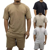 Ensemble 2 pièces homme T-shirt et short en fibre de bambou 100% personnalisé avec logo, respirant et décontracté pour l'automne – Fabrication OEM