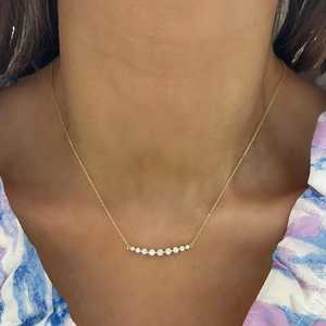 Collares de barra con solitario de diamante, minimalistas y delicados para uso diario, con cierre de langosta, colgante de 18 pulgadas para superposición, oro macizo CVD de 14K y 18K - Product Image 2
