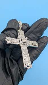 Colgante de Diamantes Cruzados, Colgante Hip Hop, Colgante de Plata 925 con Incrustaciones de Diamantes, Colgante de Moda para Raperos, Colgante Bling, Colgante de Fe Cristiana - Product Image 4