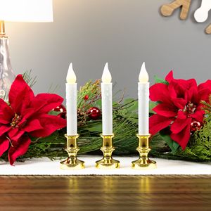 8.5\" White LED <b>Window</b> Candles with Timer Set of 3 Night <b>Lights</b> - Product Image 1