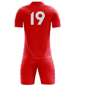 Uniforme de Fútbol Rojo para Hombre, Camiseta Polo de Manga Corta con Pantalones Cortos, Ropa Deportiva de Poliéster que Absorbe la Humedad, para Todas las Temporadas, Ajuste para Adultos - Product Image 2