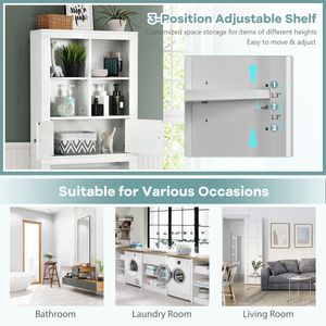 Over the Toilet <b>Storage</b> Cabinet with 4 <b>Open</b> Compartments Bathroom Shelves - Product Image 5