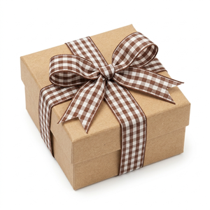 ริบบิ้นโกรเกรนลายตารางสีน้ำตาลขาวขนาด 15 มม. จากนีลกามาล อินดัสทรีส์ ขายส่งสำหรับงานตกแต่งสไตล์เรียบง่าย โบว์ และงานเย็บผ้า - Product Image 2