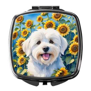Coton De Tulear Tournesols Pliant De Poche Miroir Compact Miroir De Maquillage De Voyage pour Femmes et Filles Poche Cadeau Décoratif - Product Image 1