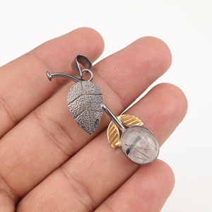 Colgante de rutilo negro, piedra preciosa, colgante de plata de ley 925, joyería de moda, colgantes de latón hechos a mano, corte ovalado para mujer. - Product Image 1