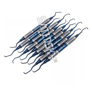 Ensemble de 9 Curette Gracey bleue manche creux parodontal base de qualité allemande d'instruments dentaires de haute qualité - Product Image 1
