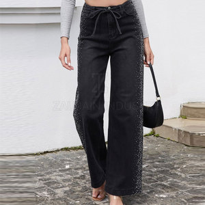 Prix de gros, pantalons en jean personnalisés avec strass, tissu extensible en mélange de coton, avec service de fabrication sous marque privée - Product Image 5