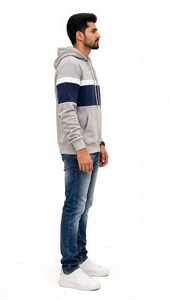 ONETEN APPARELS <b>Men's</b> Color Block <b>Hoodie</b> Plus Size Cotton French Terry Pullover Sweatshirt - Product Image 4