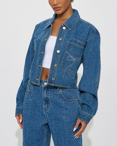 New <b>Custom</b> <b>Denim</b> <b>Jackets</b> Winter/Spring Women Turn-down Collar Breathable Eco-Friendly Reversible Organic Cotton Casual Style - Product Image 1