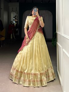 TENNECY Launch New Dupion Silk Zari Weaving Work Women Reversible Wrinkle-Free Stretchable Quick Dry Party Style All Seasons - Product Image 3